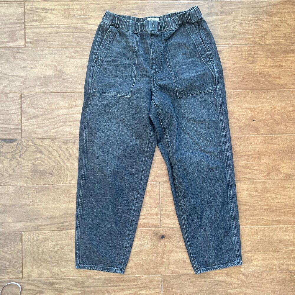 Madewell Pull-On Relaxed Jean in Chelford Wash Size S Charcoal Gray